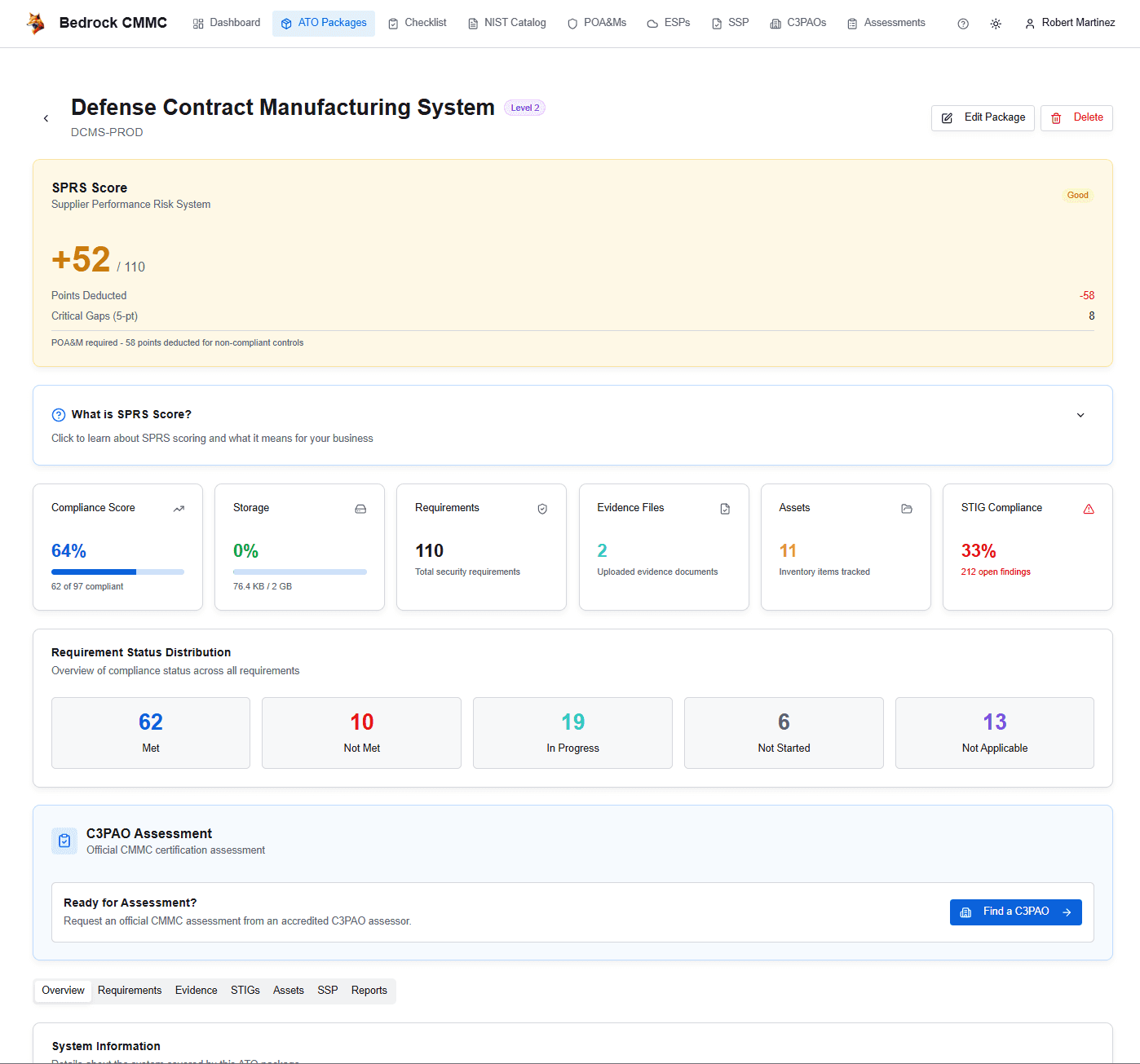 Bedrock CMMC Dashboard